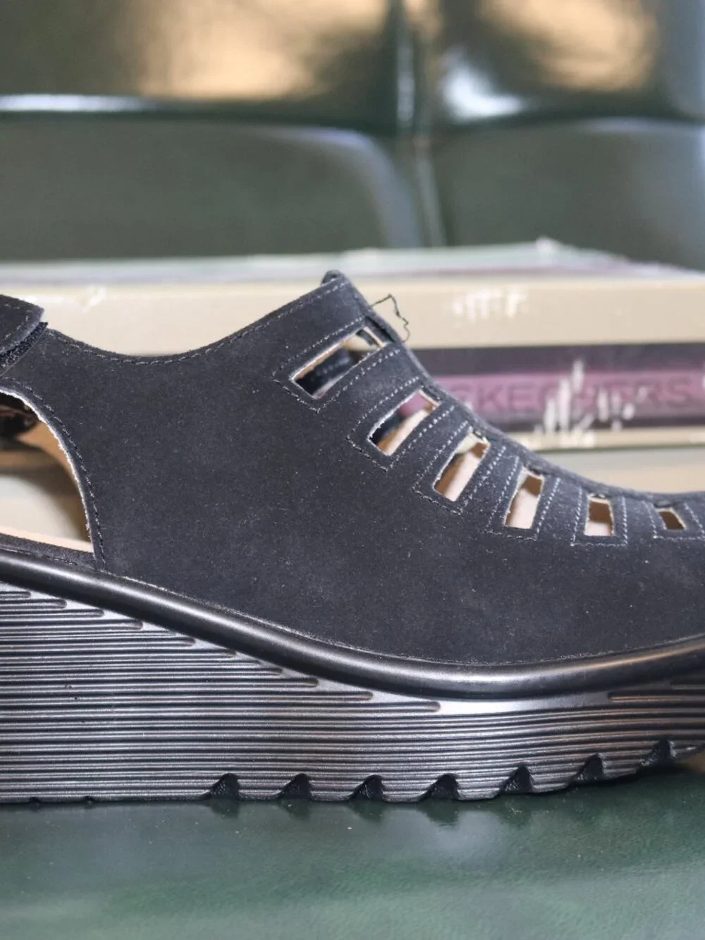 Skechers Genuine Leather and Memory Foam Gladiator Wedge